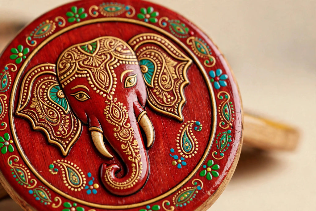 Elephant Coaster Set — Handcrafted Wooden Coasters (Varanasi)