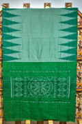 Green Kargil Kumbha Cotton Saree — Khandua Single Ikat (Odisha)