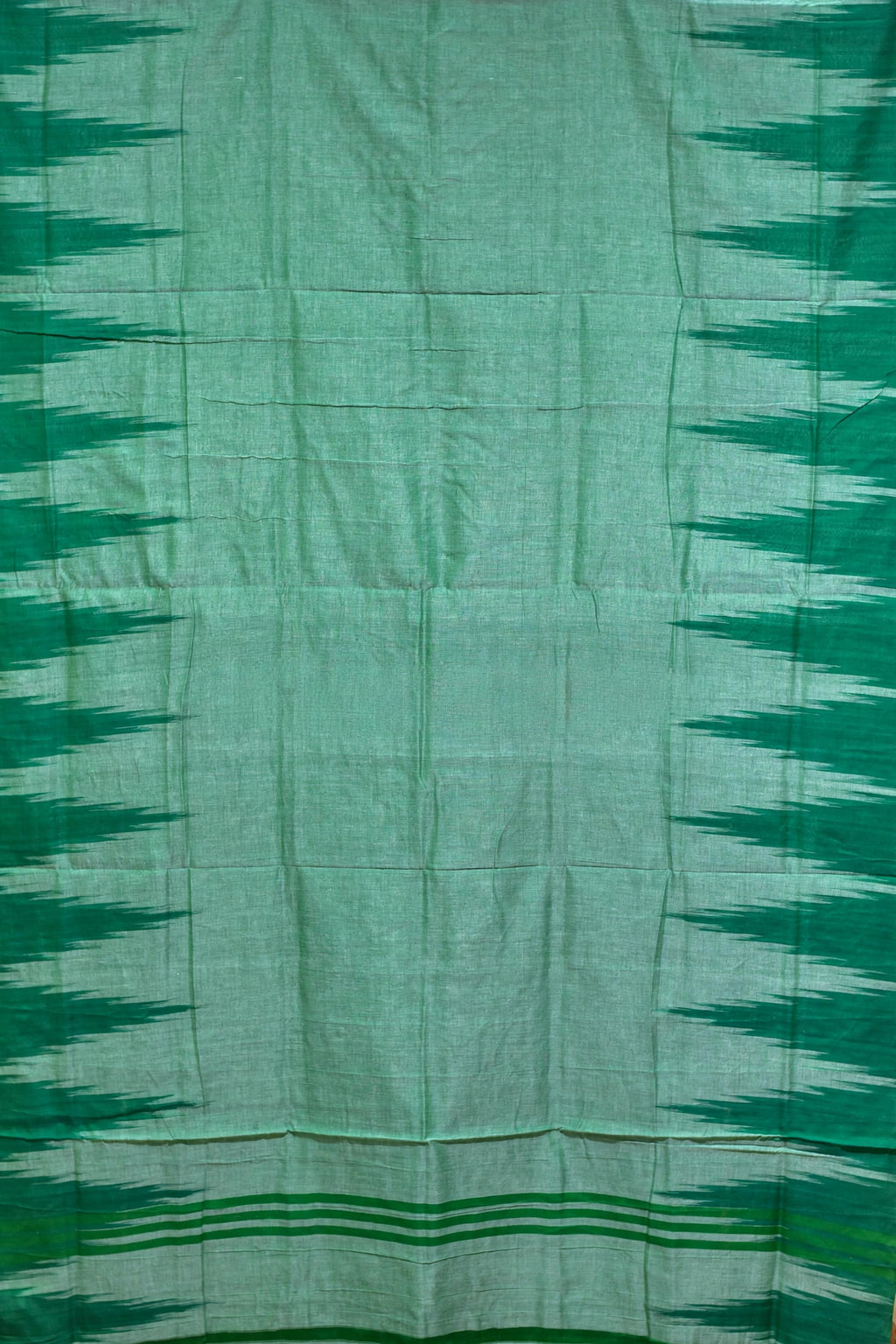 Green Kargil Kumbha Cotton Saree — Khandua Single Ikat (Odisha)