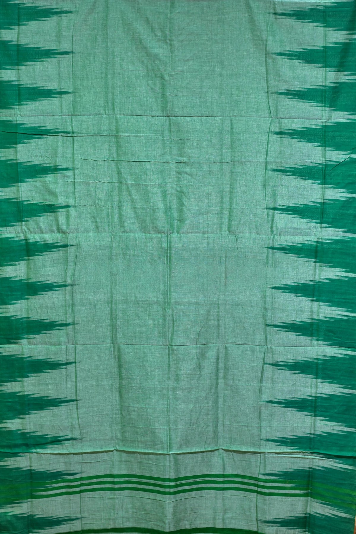 Green Kargil Kumbha Cotton Saree — Khandua Single Ikat (Odisha)