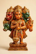 Panchmukhi Hanuman — Hand-Carved Wooden Idol, 9 inch (Varanasi)