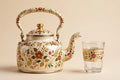 Hand-Painted Kettle with Glass — Varanasi Wooden Lacquerware
