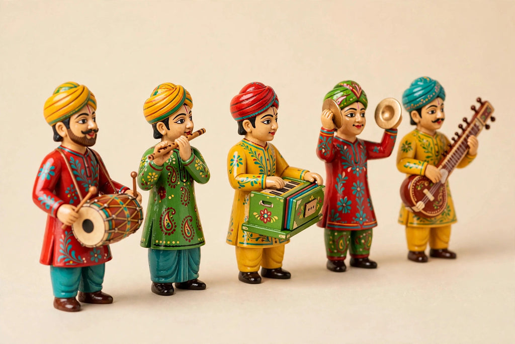 Handpainted Wooden Musician Set — Varanasi Lacquerware
