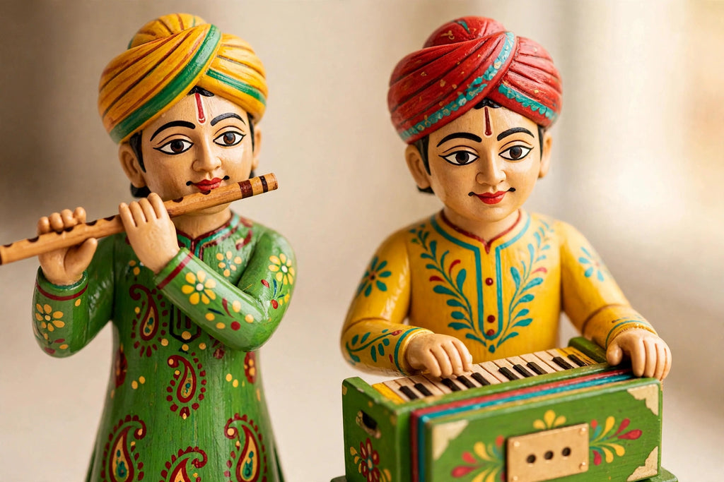Handpainted Wooden Musician Set — Varanasi Lacquerware