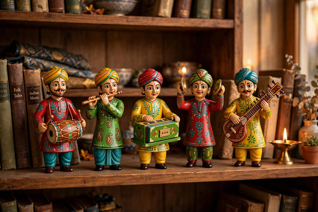 Handpainted Wooden Musician Set — Varanasi Lacquerware