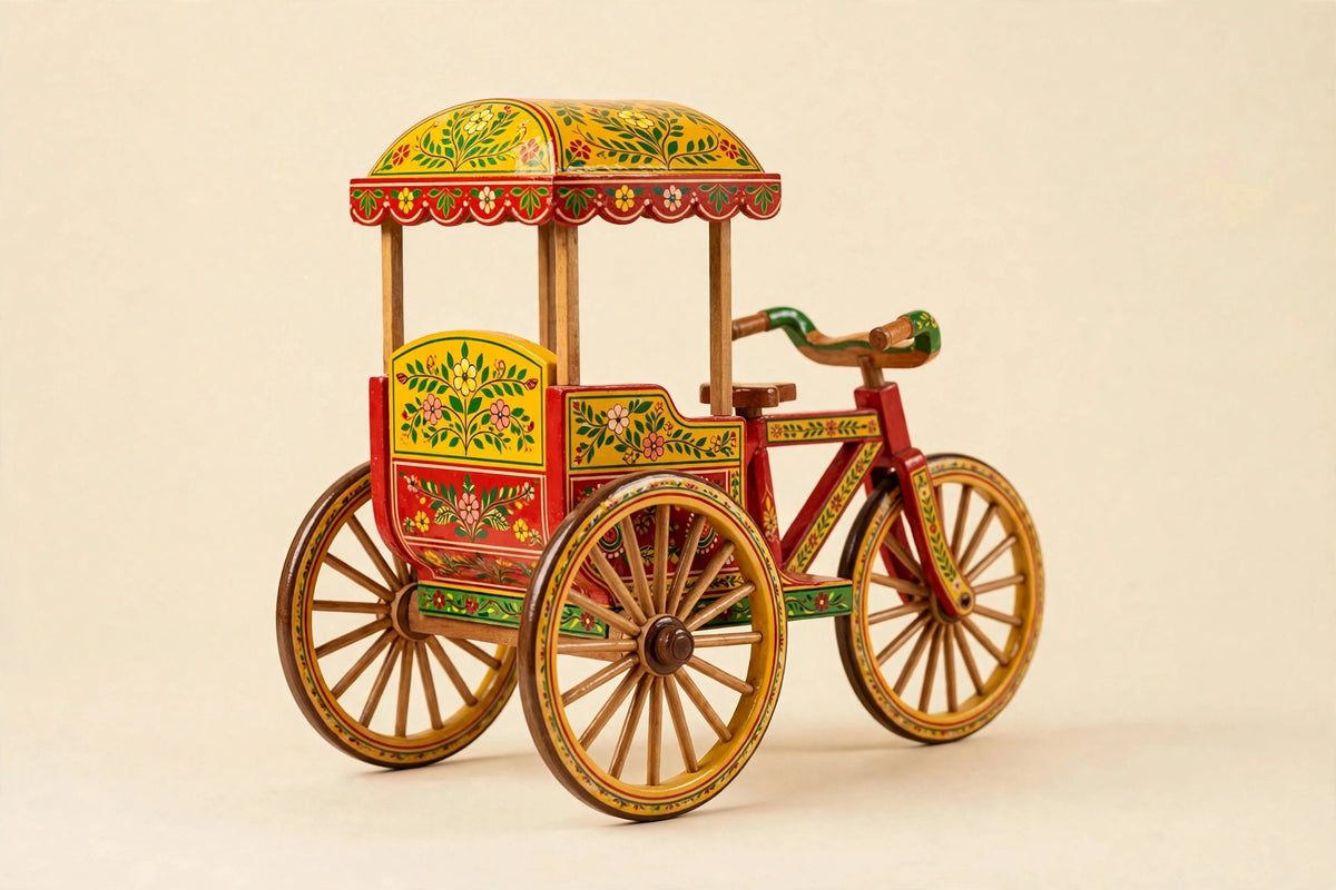 Wooden Rickshaw — Handcrafted Varanasi Toy & Decor