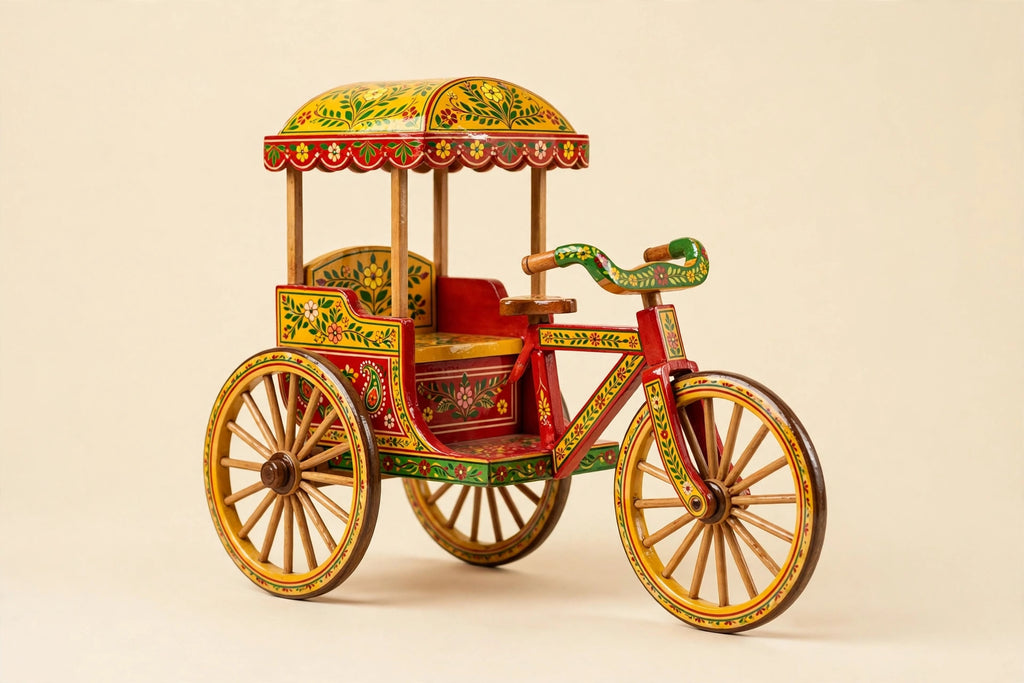 Wooden Rickshaw — Handcrafted Varanasi Toy & Decor