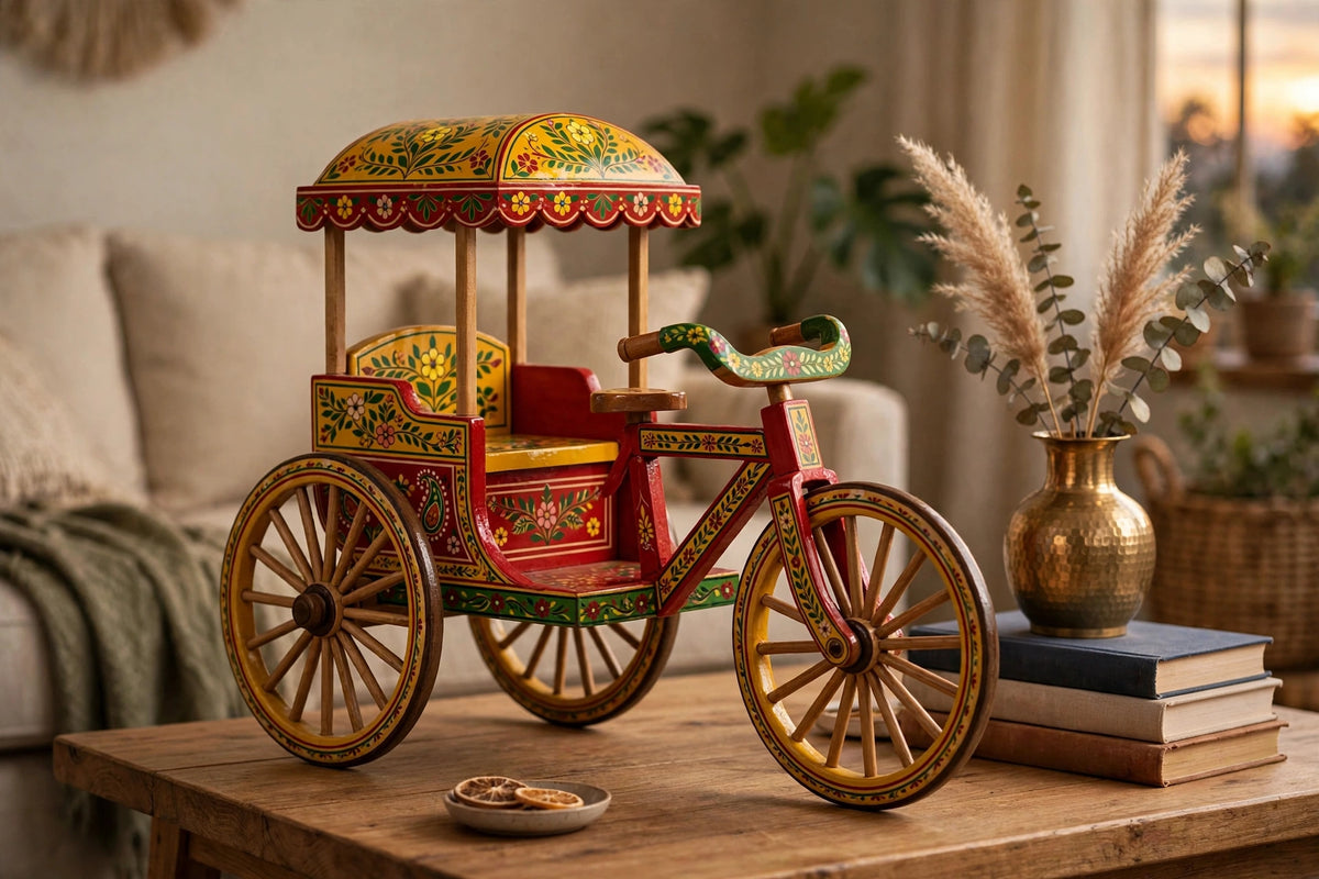 Wooden Rickshaw — Handcrafted Varanasi Toy & Decor