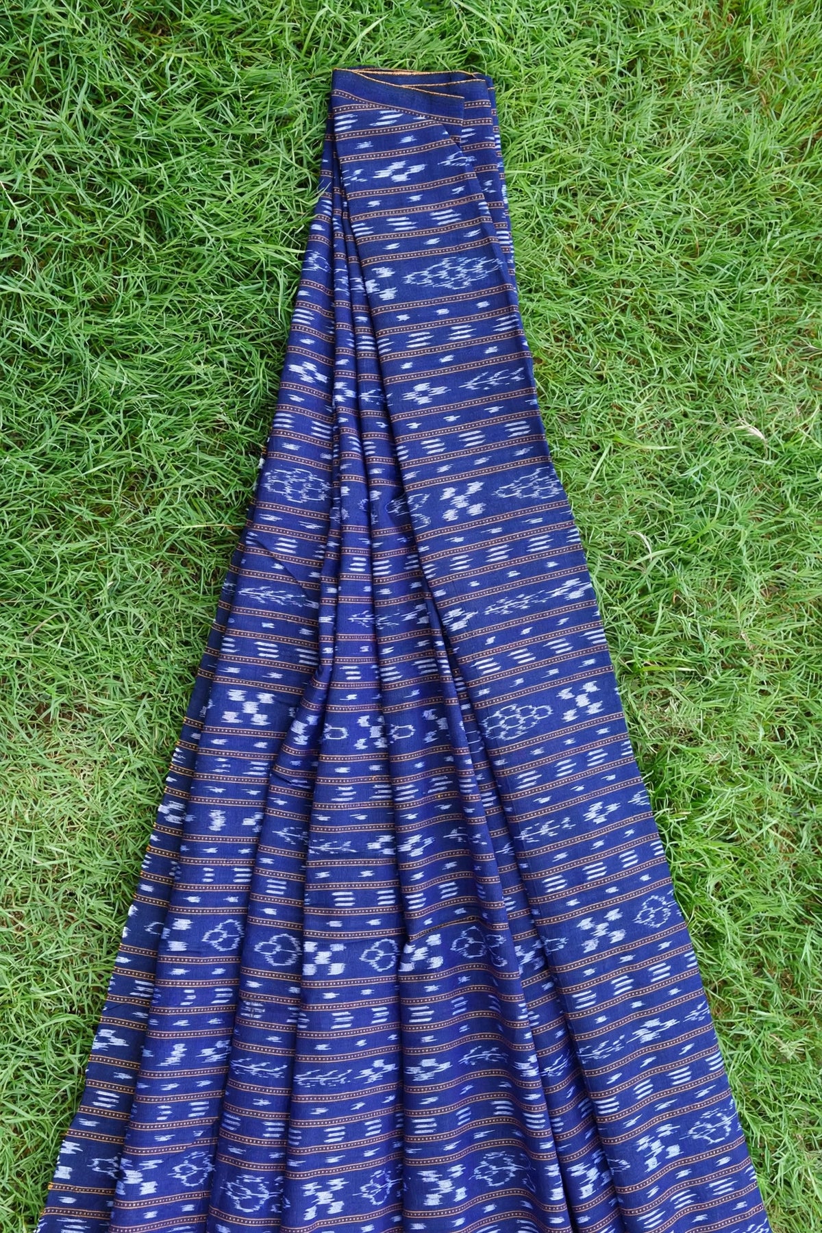 Royal Blue Ikat Fabric — Ikat-Design Cotton Yardage (Odisha)