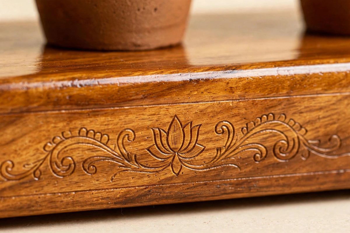 Wooden Stand with Pots — Handcrafted Planter Stand (Varanasi)